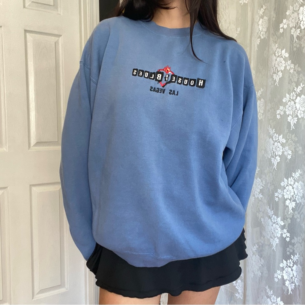 Vintage House of Blues Las Vegas Sweatshirt Embroidered Blue Cotton
Size XXL